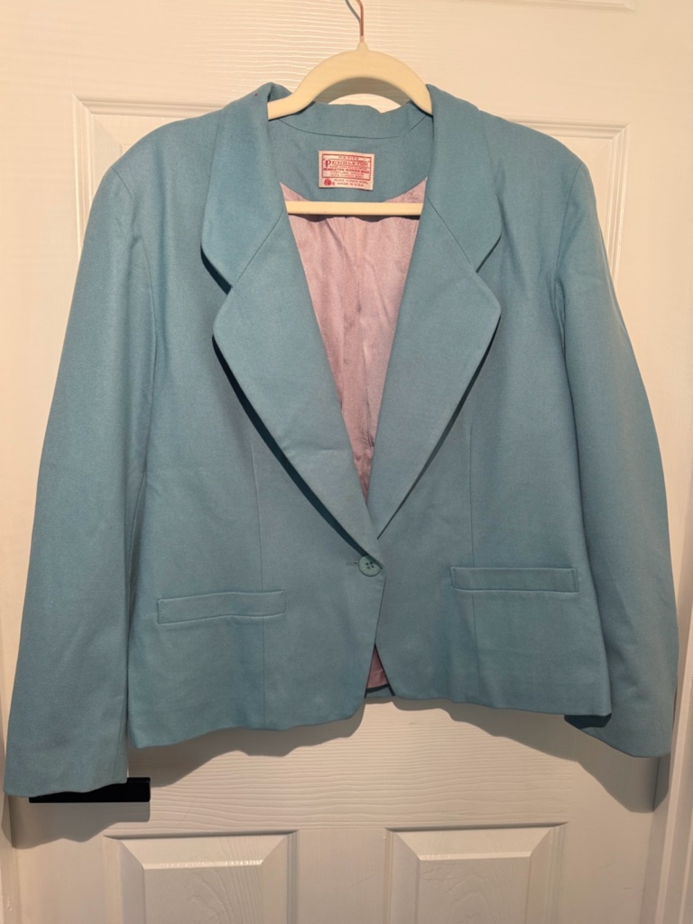 Pendleton Pastel Blue Single-Button Women's Blazer